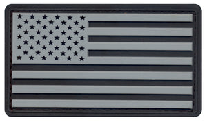 PVC Black & Silver American Flag Hook & Loop Patch