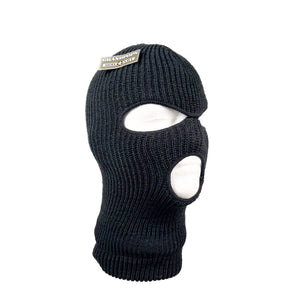 Black Knitted 100% Acrylic 3-Hole Ski Mask Balaclava USA MADE
