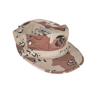 USMC 6-Color Chocolate Chip Desert Camo Rip-Stop Cap 8 Point 2 Ply Top Stitch W/ EGA