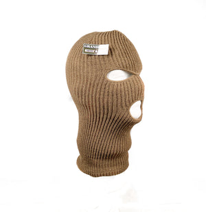 Coyote Brown Knitted 100% Acrylic 3-Hole Ski Mask Balaclava USA MADE