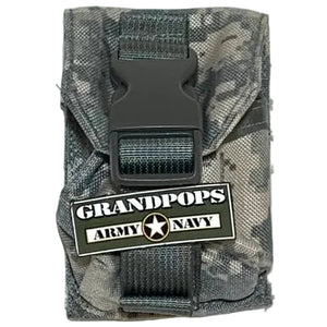 U.S. Army ACU Digital Camo MOLLE M67 Grenade Pouch with a Grandpops Army Navy logo.