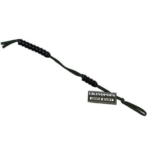 U.S. Army Vietnam War Era Green Nylon Cord Ranger Beads Pace Counter with a Grandpops Army Navy logo.