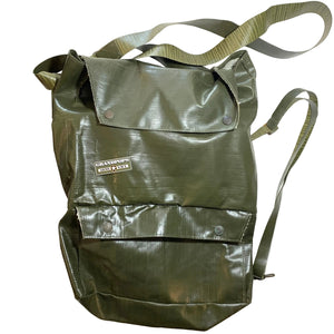 Czechoslovakian Military 3rd Model Green Rubber M10M Gas Mask Carry Bag with a Grandpops Army Navy logo.