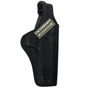 Black Bianchi Size 15 Right-Handed Pistol Duty Holster with a Grandpops Army Navy logo.