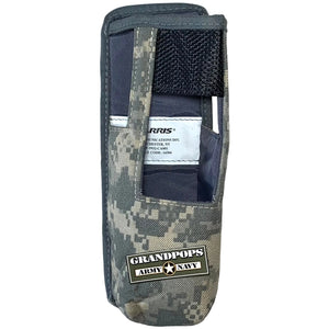 U.S. Military Harris ACU UCP Digital Camo MOLLE / ALICE MBITR Radio Holster with a Grandpops Army Navy logo.