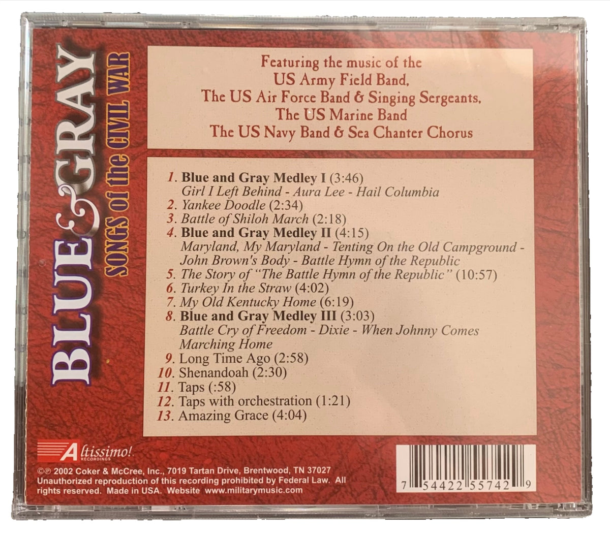 Blue & Gray Songs of the Civil War CD – GRANDPOPSARMYNAVY