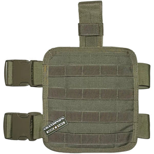 U.S. Military S.O. Tech Khaki BLOCS Claw Padded Thigh Rig with a Grandpops Army Navy logo.