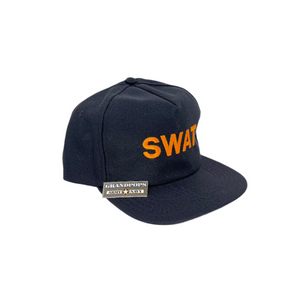 Vintage SWAT Retro Dark Blue W/ Gold Letters Trucker Snapback Baseball Cap USA MADE