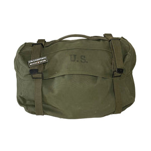 GOOD CONDITION U.S. Military Korean War OD Green Canvas M45 Lower Cargo Field Pack with a Grandpops Army Navy logo.