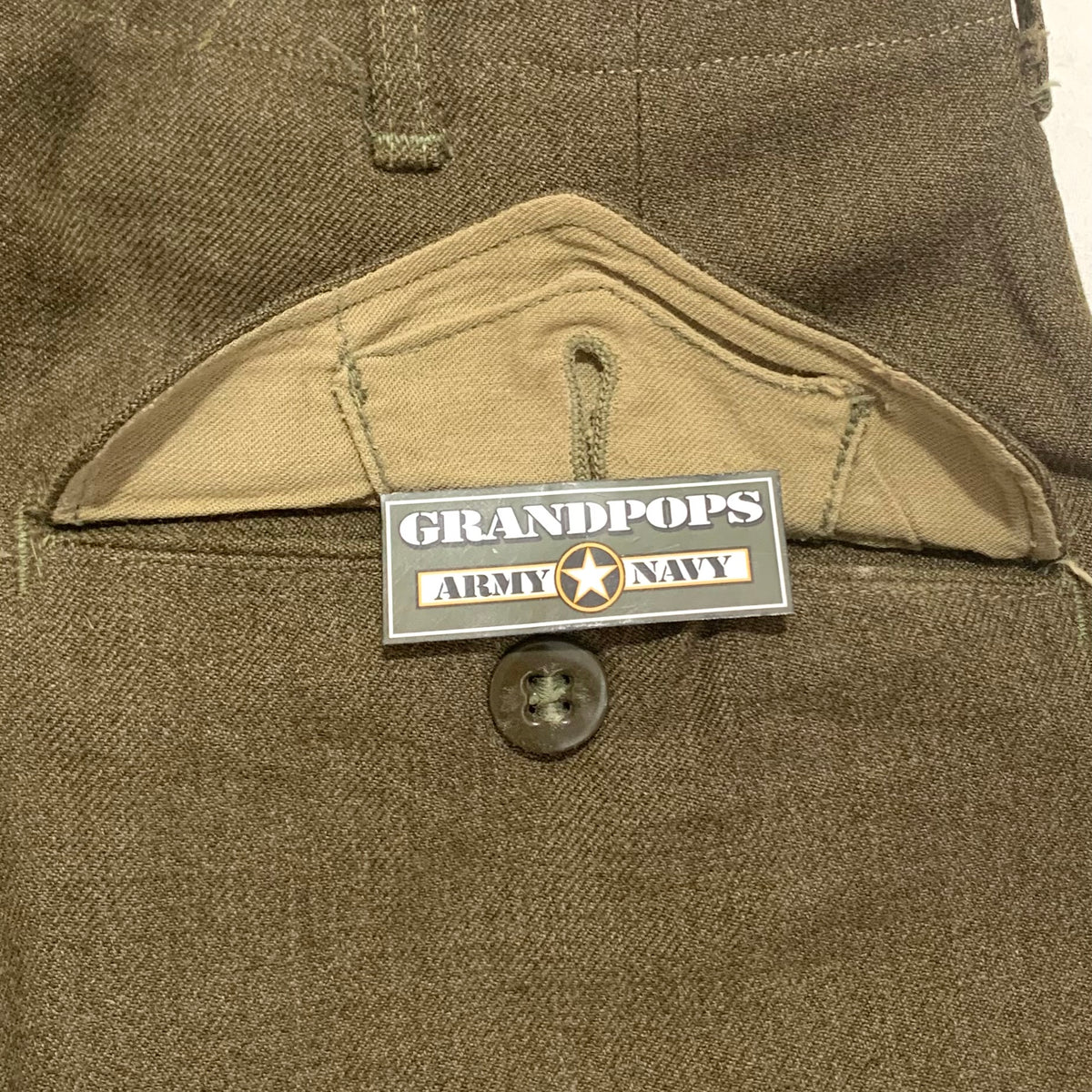 WW2 O.D. 33 Serge Nylon/Wool M1937 Field Pants Named