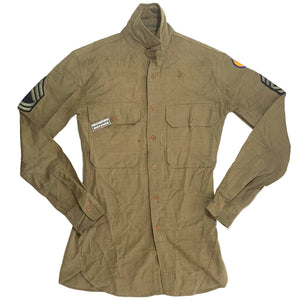 WW2 8th Air Force Staff Sergeant's O.D. Wool Enlisted M1937 Shirt Named W/ Patches