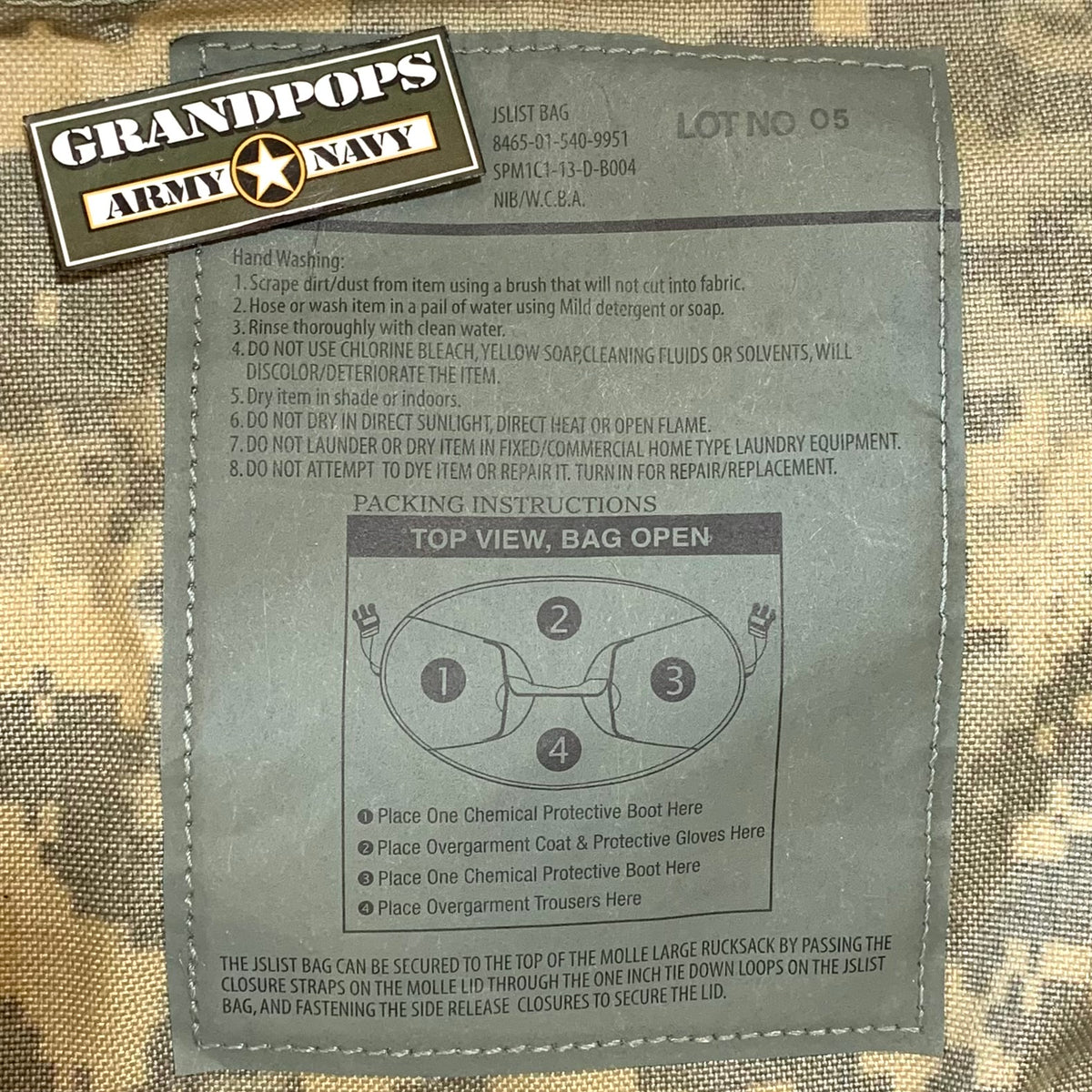 正*規様 40s USmilitary AN-Ｊ-3A G-1 army nav U.S. Army ACU Camo NBC MOPP/JSLIST Chemical Suit Carrying Bag