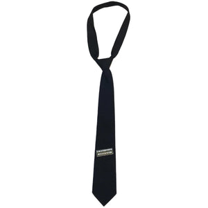 U.S. Army Man's Class 5 Tropical Black 439 Poly/Wool Necktie with a Grandpops Army Navy logo.