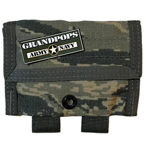 U.S. Air Force ABU Digital Tiger Stripe MOLLE Latex Glove Pouch with a Grandpops Army Navy logo.
