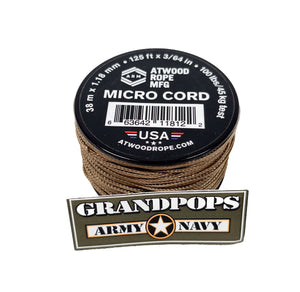 Coyote Brown 3/64" Mirco 100LB Paracord 100ft Made In USA