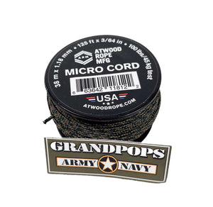 Woodland Camo 3/64" Mirco 100LB Paracord 100ft Made In USA