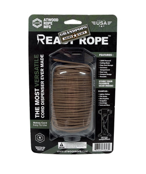 Coyote Brown 550LB Paracord 100Ft Ready Rope™  Survival Storage Kit Made In USA