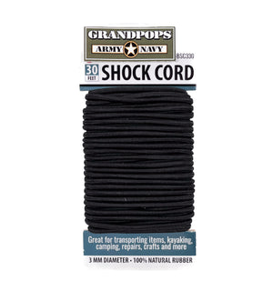 Black 100% Natural Rubber 3MM Shock Cord