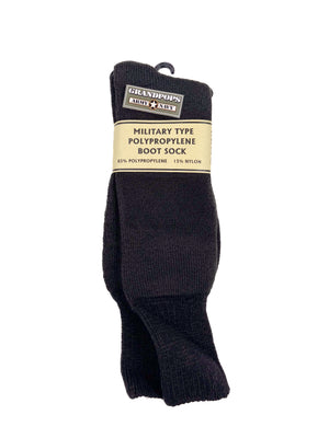 Black Military Type Polypropylene Boot Socks Made in USA