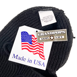Black Knitted 100% Acrylic 3-Hole Ski Mask Balaclava USA MADE