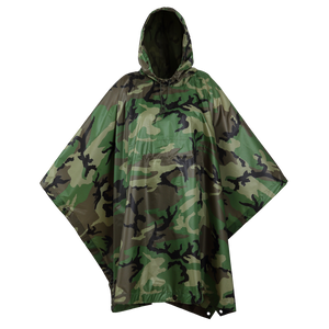 U.S. GI M81 Woodland Camo Wet Weather Poncho USA MADE USED