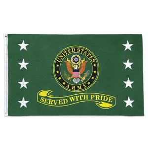United States Army "Served With Pride" Green Flag 3' x 5'