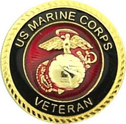 USMC Logo Veteran With Cording Gold/Black Pin