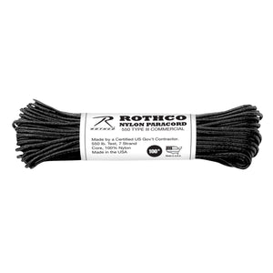 Black / Reflective Nylon Paracord Type III 550 LB