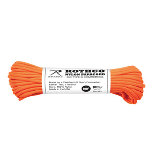 Safety Orange Paracord Type III 550 LB