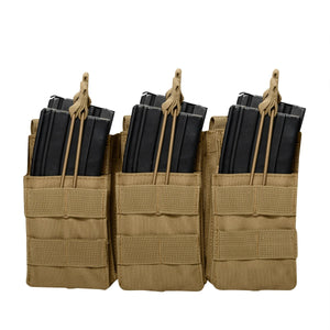 Coyote Brown M4/AR15 MOLLE Open Top Six Rifle Mag Pouch