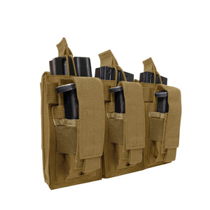 Coyote Brown MOLLE M4/AR15 Triple Kangaroo Rifle and Pistol Mag Pouch