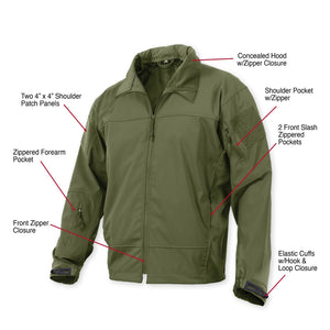 Olive Drab Covert Ops Lightweight Soft Shell Jacket
