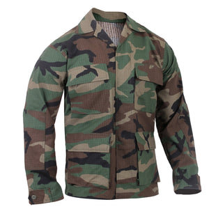 Woodland Camo 100% Cotton Rip-Stop BDU Shirt