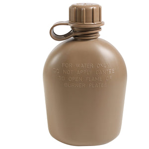 NEW G.I. Coyote Brown 3 Piece 1 Quart Plastic Canteen USA MADE
