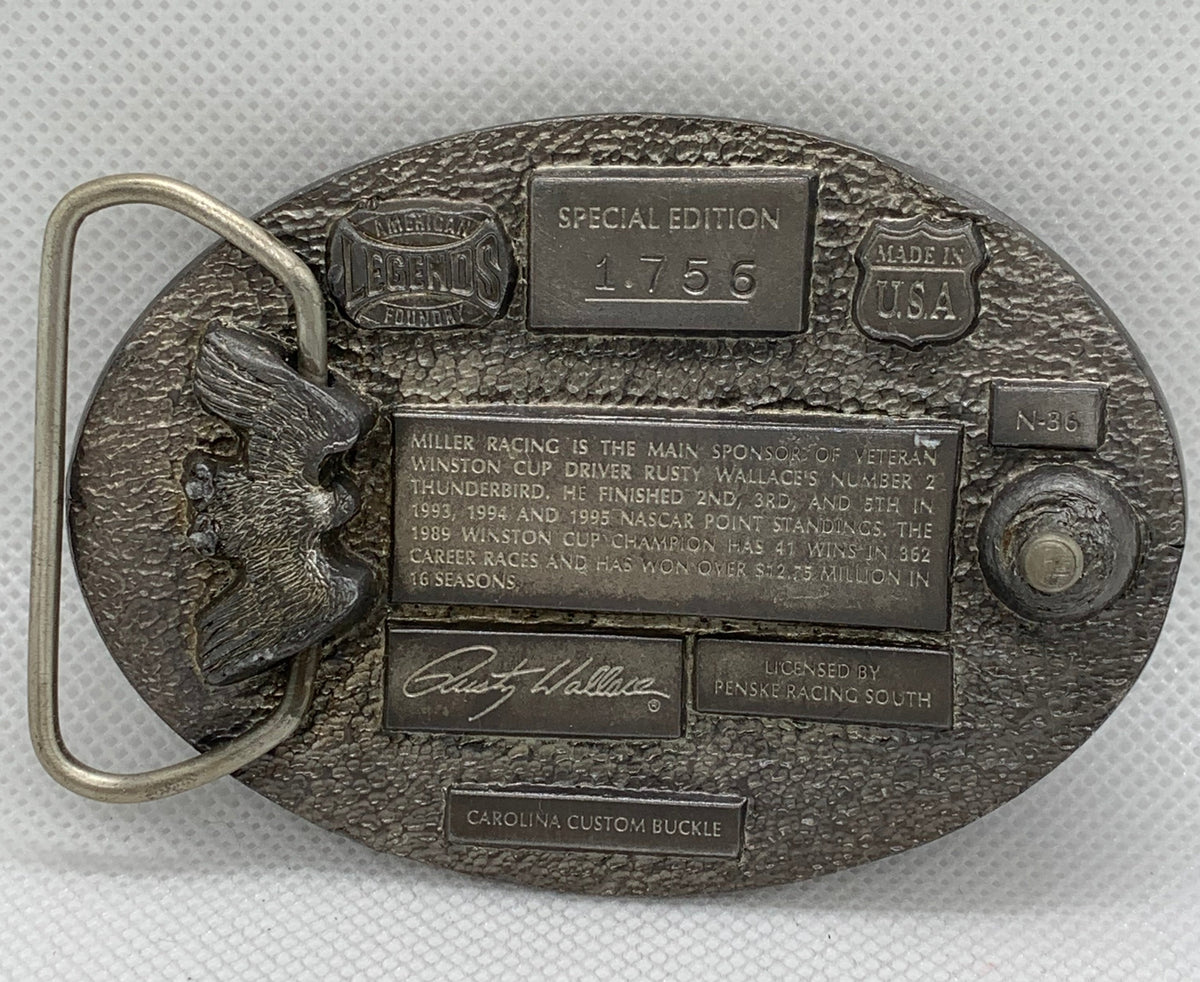 Rusty Wallace Miller Racing 2 NASCAR Belt Buckle Special 