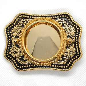 Silver Dollar Black & Gold Western Style Belt Buckle