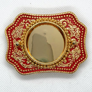 Silver Dollar Red & Gold Western Style Belt Buckle