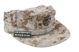 USMC Desert MARPAT Cap 8 Point 2 Ply Top Stitch W/ EGA