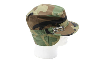 Woodland Camo Nyco Patrol Cap With Earmuffs Made In USA