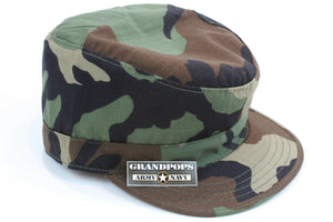 Woodland Ripstop Camo Patrol Cap With Map Pocket Made In USA