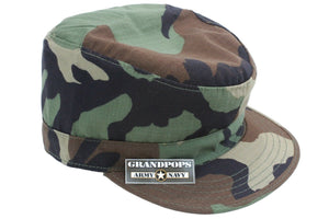 M81 Woodland Ripstop Camo Patrol Cap With Map Pocket Made In USA