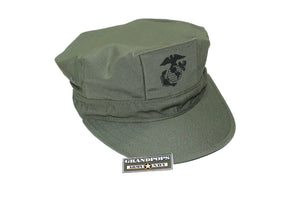USMC OD Green Ripstop Utility Cap 2 Ply Without Top Stitch W/ EGA