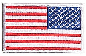 RWB W/ White Border Reverse American Flag Iron On/Sew Patch
