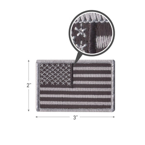 Black & Silver American Flag Iron On/Sew Patch