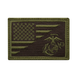 OD Green US Flag / USMC Eagle, Globe and Anchor Morale Patch
