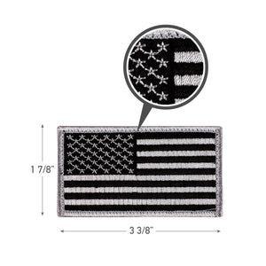 5 inch Black and White American Flag Patches with White Borders, Left 5 inch Black and White American Flag Patches with White Borders, Left