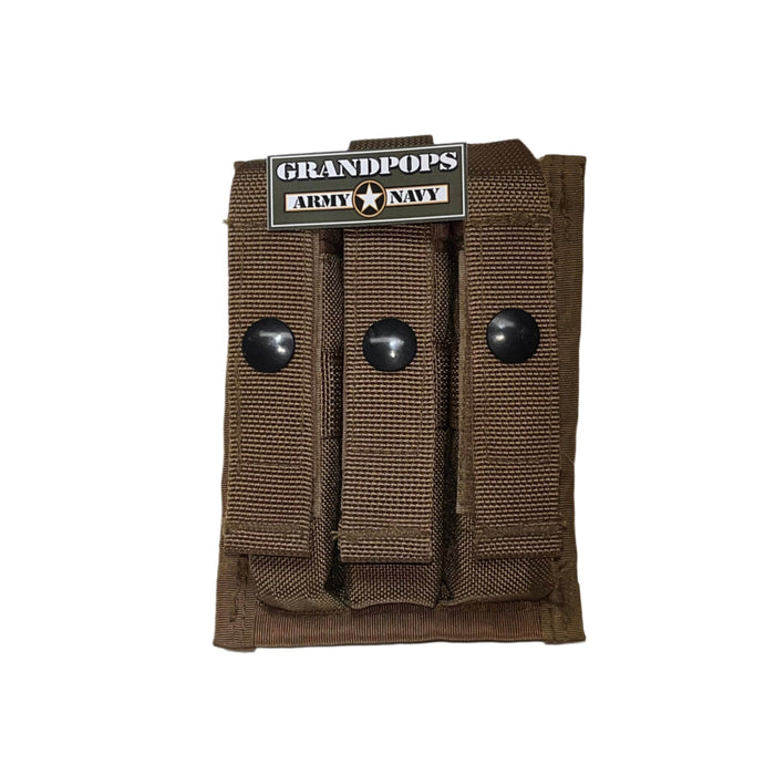 Coyote Brown Tactical MOLLE Triple Pistol Mag Pouch