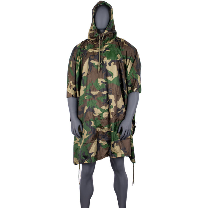 M81 Woodland Camo Wet Weather Rip-Stop Rain Poncho