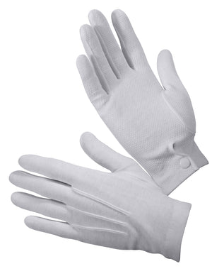 White Military Gripper Dot Parade Gloves 100% Cotton