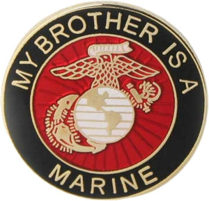 USMC Logo (My Brother Is A Marine) Gold/Black Pin